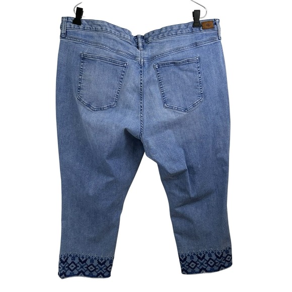 LAUREN RALPH LAUREN Embroidered Crop JEANS 22W Stretch Denim Boho 40 X 23 Stitch - Picture 5 of 16